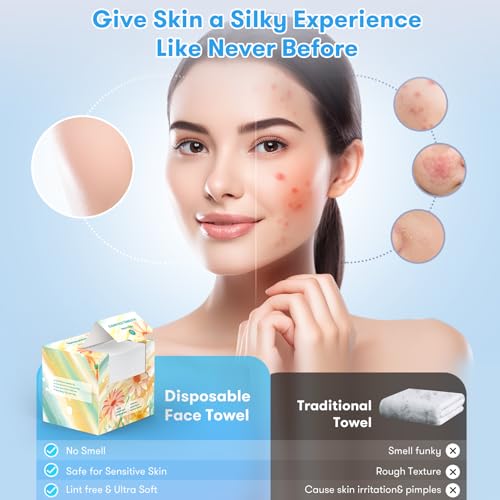 Beauntangly XL Biodegradable Face Towels - 50 Soft, Lint-Free Wipes