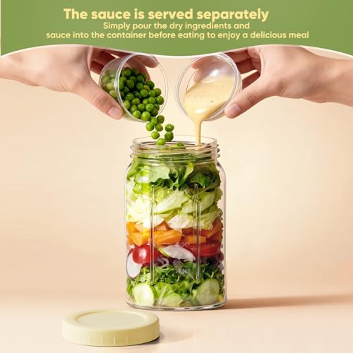 32oz Glass Salad Jars with Leakproof Dressing Container - 4 Pack