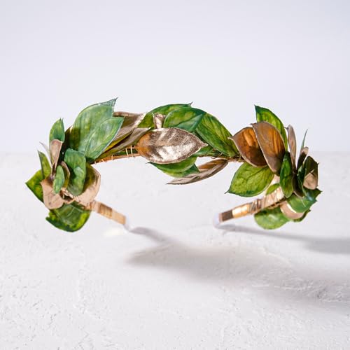 KorViSHOW Gold and Green Laurel Leaf Headband Roman Greek Crown for Parties & Weddings