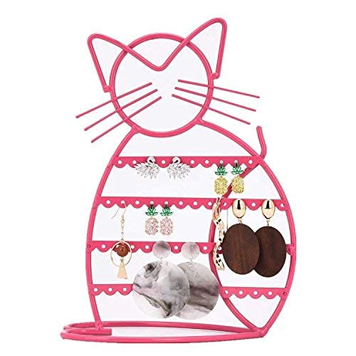Cat-Shaped Earring Organizer - 48 Hole Jewelry Display for Girls