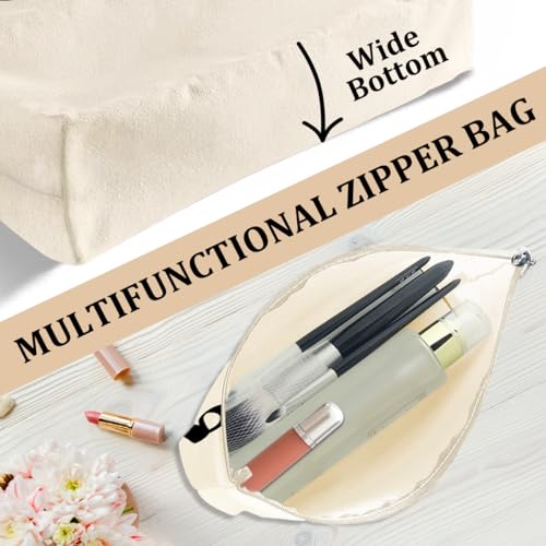 Canvas Tote Bag and Cosmetic Bag Set for Women, Lightweight Travel Handbag
