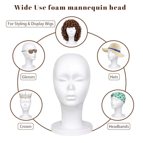 Leeven 11.6" Foam Wig Head Mannequin Stand for Styling and Display