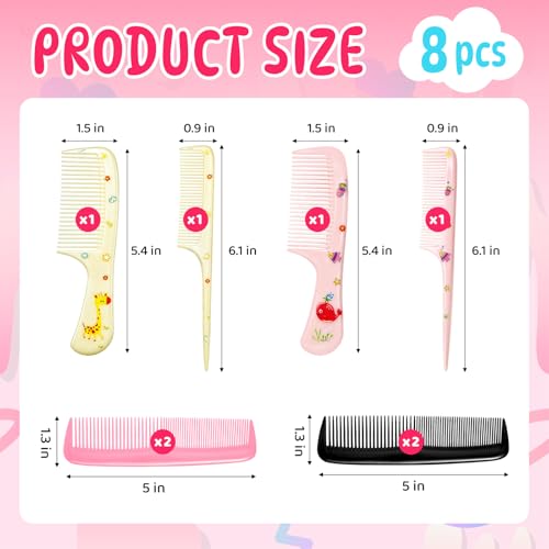 Cute Baby Hair Comb Set - 8-Piece Detangling & Styling Combs