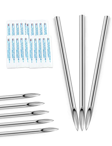 Vsnnsns 10G Surgical Steel Piercing Needles for Nose Septum Lip Tongue & Eyebrow Jewelry