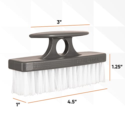 Superio 6-Pack Gray Nail Brushes for Hand, Foot & Kitchen Cleaning - All-Purpose Stiff Scrub Brushes