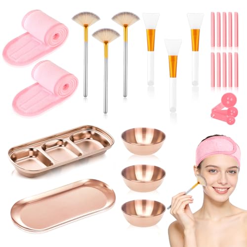 Rose Gold Facial Supplies Set with Mixing Bowls & Brushes