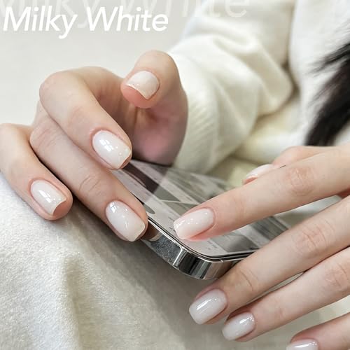 modelones Nail Strengthener, Milky White Nail Polish Nail Repair for Damaged Nails Hardener Quick Dry Nail Growth Polish Natural Nail Concealer Foundation Strengthening Polish Gifts for Women 15ml