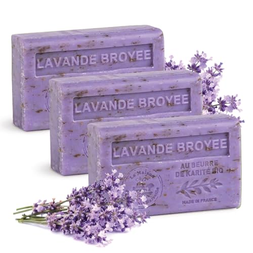 Exfoliating Lavender Soap Bar Trio - 3 x 4.4 oz Organic Shea Butter
