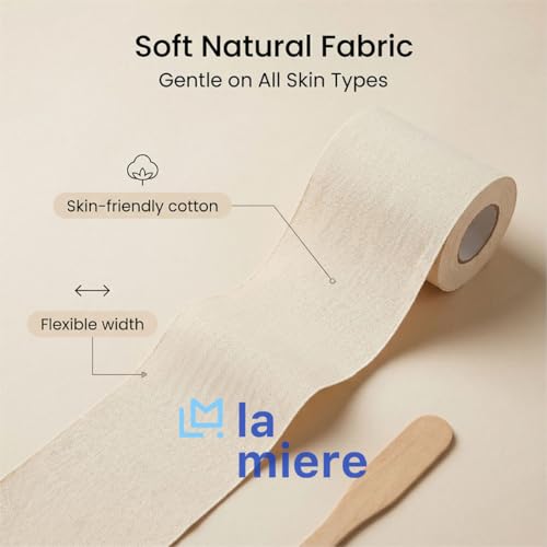3” W x 100 Yds Natural Tear-Resistant Muslin Epilating Roll for Waxing - LA MIERE