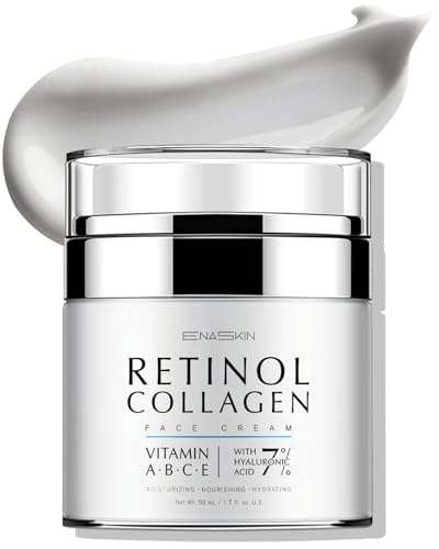 EnaSkin Retinol Collagen Face Cream with 7% Hyaluronic Acid - Anti-Aging Moisturizer for Neck & Décolleté, 1.7 Oz