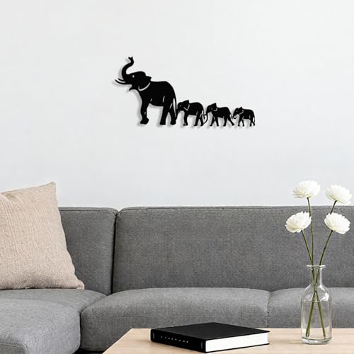 Abstract Geometric Elephant Metal Wall Art - 16x8 Inch Decor