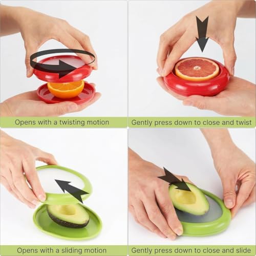 Avocado Saver & Tomato Holder Set - 4 Reusable Food Storage Containers
