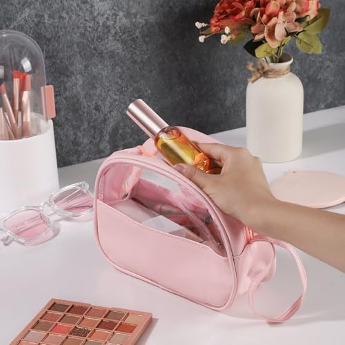 RAMFIYN 12 Pack 10ml Pink Glass Spray Bottles with Rose Gold Lid – Refillable Fine Mist Atomizers