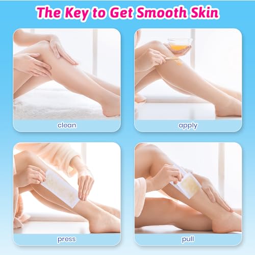 MIRUCOO Non-Woven Wax Strips - 100 Count, 3" x 9" for Body & Facial Hair Removal