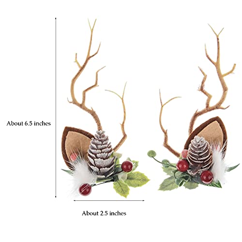Resin Antlers Christmas Reindeer Headband Hair Clips Holiday Hair Accessory - TOECWEGR