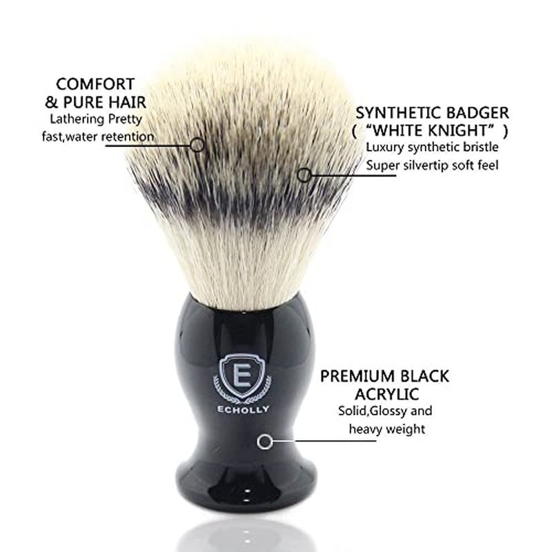 Luxury Shaving Brushes For Men by Echolly-Super Strong NO Shedding Bristle Shave Brushes for Men-Smooth Acrylic Handle Legacy Shave Brush-Rich and Fast Lather Shaving Cream Brush Gifts for Fathers Day