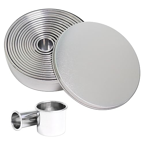 14-Piece Stainless Steel Round Cookie Cutter Set - Multi-Size Biscuit Cutters for Baking