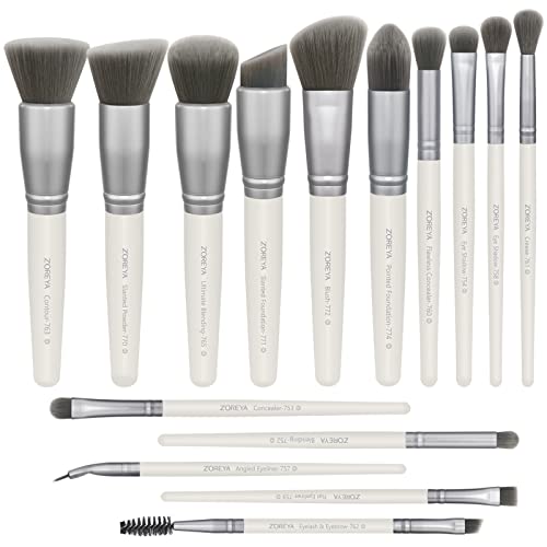 Raffaello 15-Piece Bamboo Charcoal Makeup Brush Set | White Handles