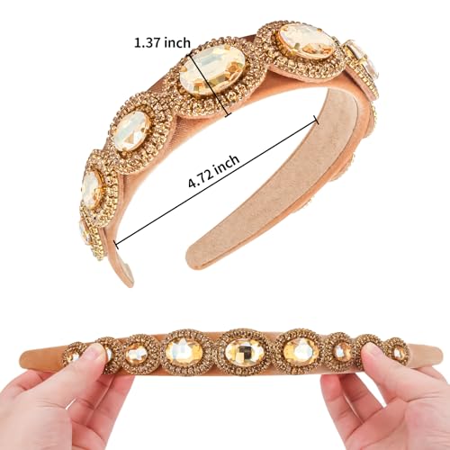 Gold Baroque Rhinestone Padded Headband - Vintage Crystal Hair Accessory