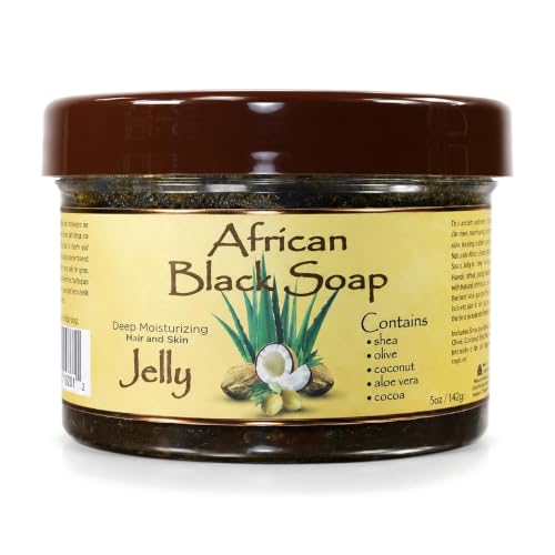 OKAY African Black Soap Jelly Face & Body Wash with Coconut, Aloe Vera, 7 oz - Acne & Dark Spot Cleaner, Sulfate-Free