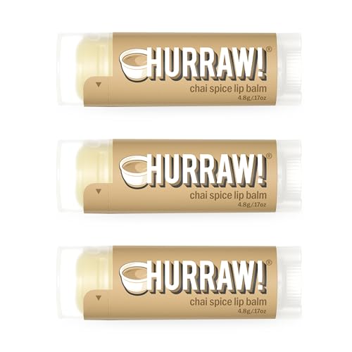 Hurraw! Organic Chai Spice Lip Balm 3-Pack Vegan Natural Moisturizer