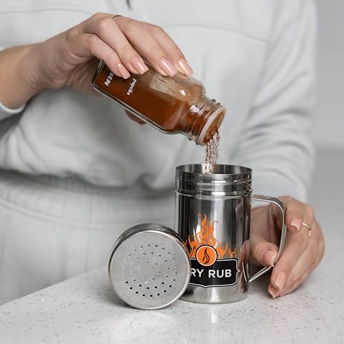 Outset Stainless Steel Dry Rub Shaker with Lid - 13oz Seasoning Dispenser