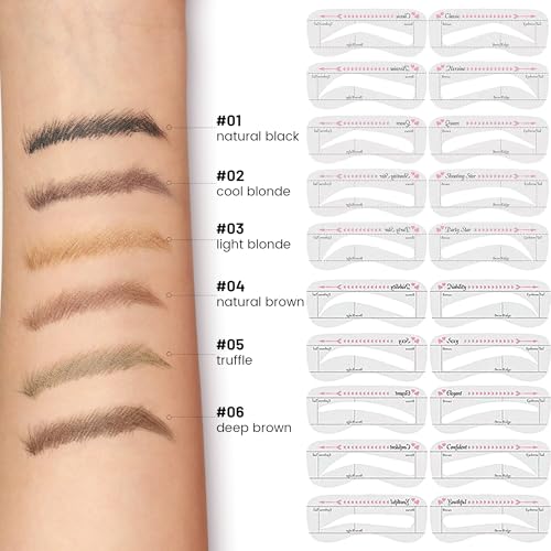 Pudaier Deep Brown Waterproof Microblading Eyebrow Pen & Stamp Kit, 2-in-1 Eyebrow Pencil & Precise Brush, Natural Hair-Like Finish