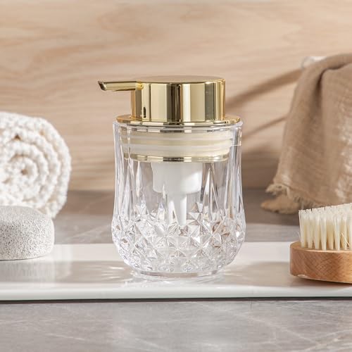 Enra Clear-Gold Foam Soap Dispenser with Elegant Diamond Pattern