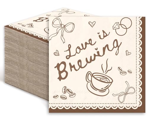 Love is Brewing Cocktail Napkins | 50 Pcs Disposable 3-Ply Paper