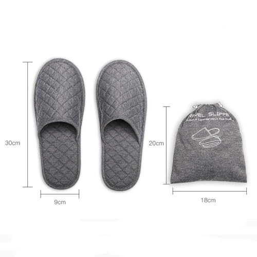 Ibluelover Portable Travel Spa Slippers Grey - Foldable Closed Toe with Non-Slip Sole