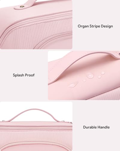 Lotour Pink Makeup Bag Organizer - Large Capacity Travel Cosmetic Bag