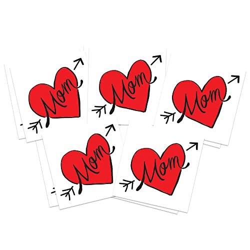 Contemporary Mom Heart Temporary Tattoos 10pk - Perfect for Mother's Day & Baby Announcements