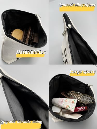 Black Cat Makeup Bag - Cute Linen Cosmetic Pouch for Travel & Gifts