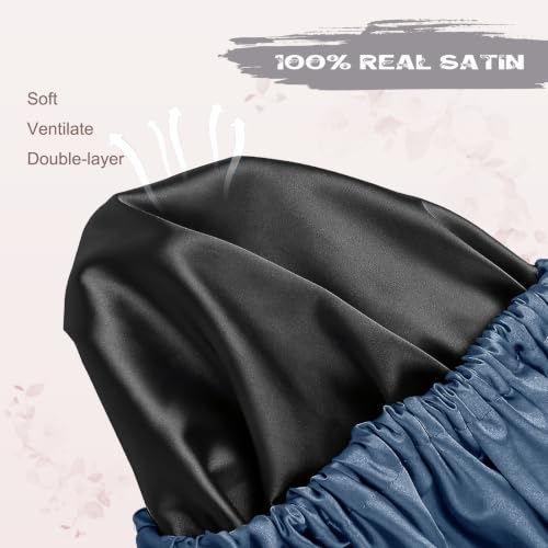 Amamba Extra Large Satin Lined Shower Cap for Women - Waterproof & Adjustable