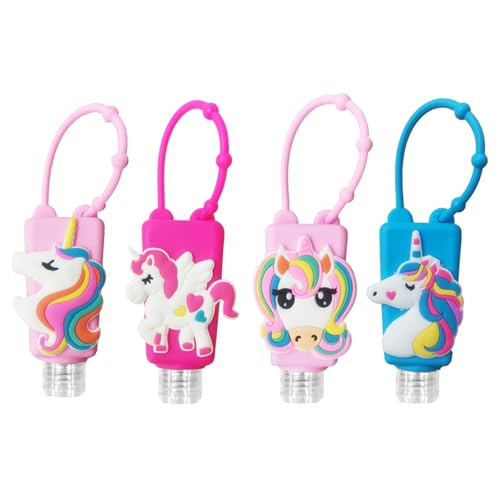 Color Land Combo A Unicorn Kids Travel Bottles 4-Pack - Leakproof Refillable Toiletry Containers with Silicone Case