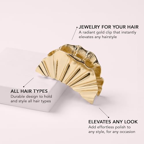 The Hair Edit Golden Hour Gold Claw Clip for Women - Elegant, Strong Non-Slip Hair Accessory