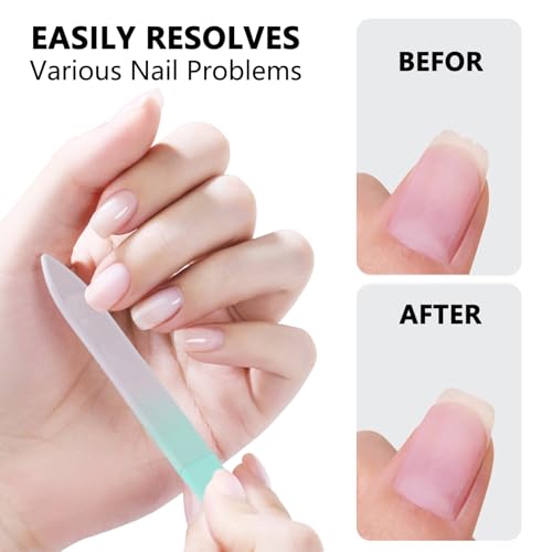 Glass Nail File Set - 3 Pack with Cases for Natural Nails