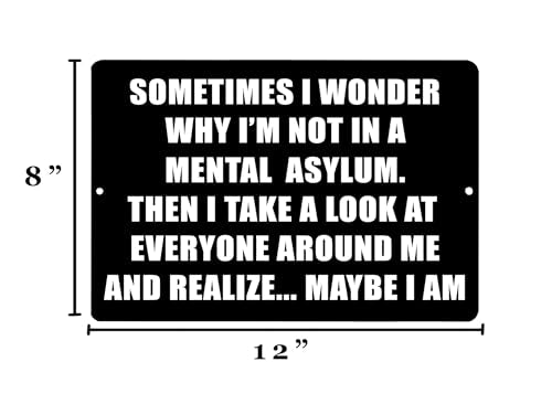 Funny Sarcastic Metal Tin Sign - Sometimes I Wonder Decor
