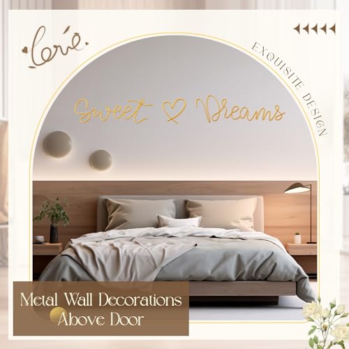 Sweet Dreams Metal Wall Decor - Minimalist Gold Art for Bedroom