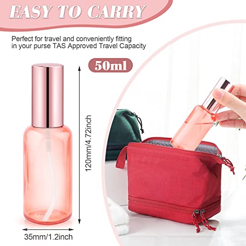 6 Pack 2 Oz Pink Glass Spray Bottles with Rose-Golden Pump