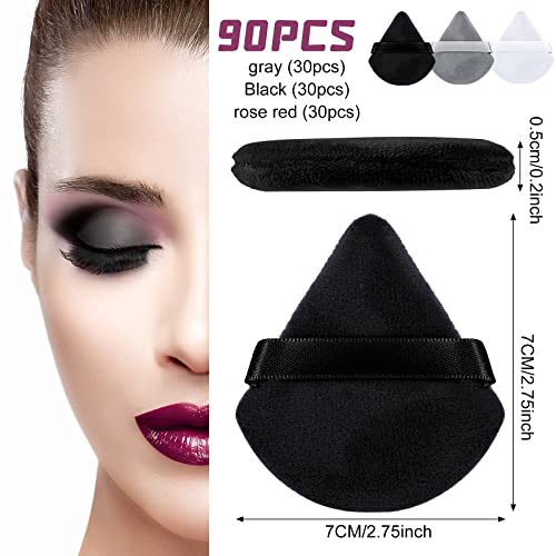 90 Pcs Triangle Powder Puff Set - Soft Makeup Sponges with Strap for Face