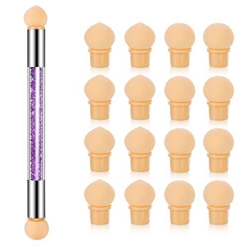17-Piece Purple Nail Art Sponge Brush Set for Gradient & Ombre Manicures