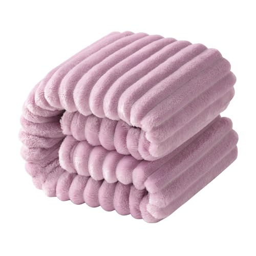 NTBAY Lightweight Toddler Blanket - Reversible Stripes, 30x40 Inches, Light Purple