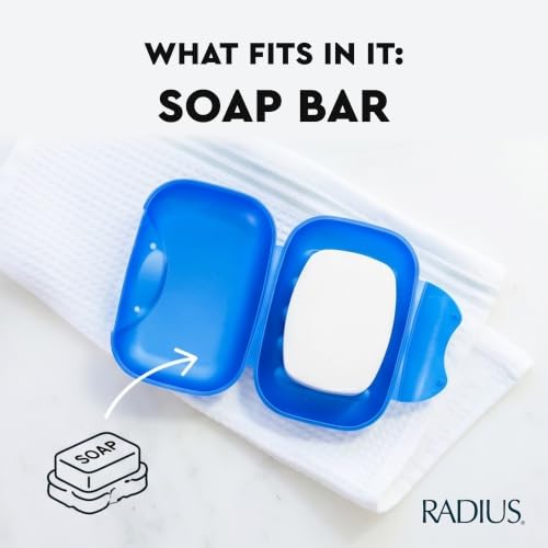 RADIUS 3-Piece Travel Case Kit - BPA-Free Toothbrush, Soap & Razor Storage