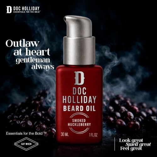 Doc Holliday Beard Oil, Smoked Huckleberry, Softens, Controls & Adds