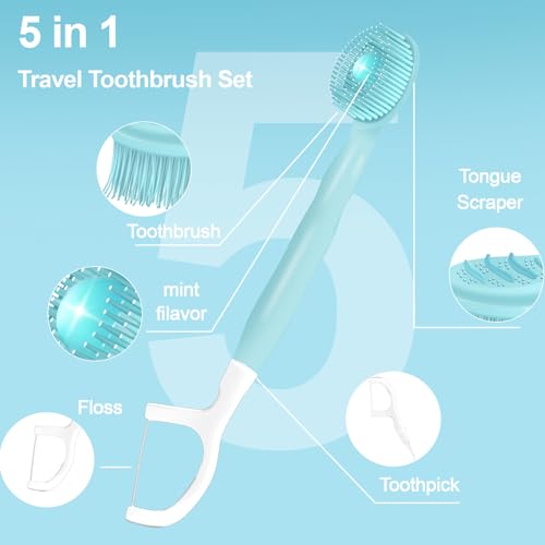 Disposable Travel Toothbrush Set with Toothpaste, Scraper & Floss - 28 Packs