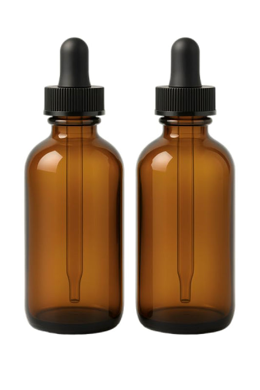 4 oz Amber Glass Dropper Bottles (2-Pack) for Essential Oils & Serums