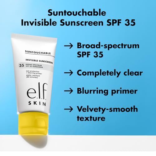 e.l.f. SKIN Suntouchable Invisible SPF 35 Sunscreen Mini 0.33oz, Lightweight Gel for Face & Makeup Primer, Vegan & Cruelty-Free