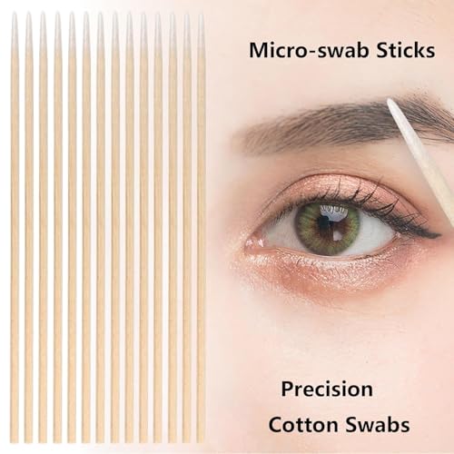 1300PCS Microblading Cotton Swabs with Wooden Sticks, Precision Pointed Tips, Bulk Pack for Makeup & Cleaning