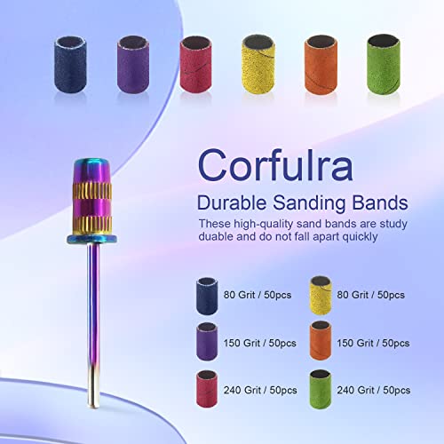 Nail Drill Sanding Bands Set 300pcs Rainbow Colors Coarse to Fine Grit for Acrylic Nails